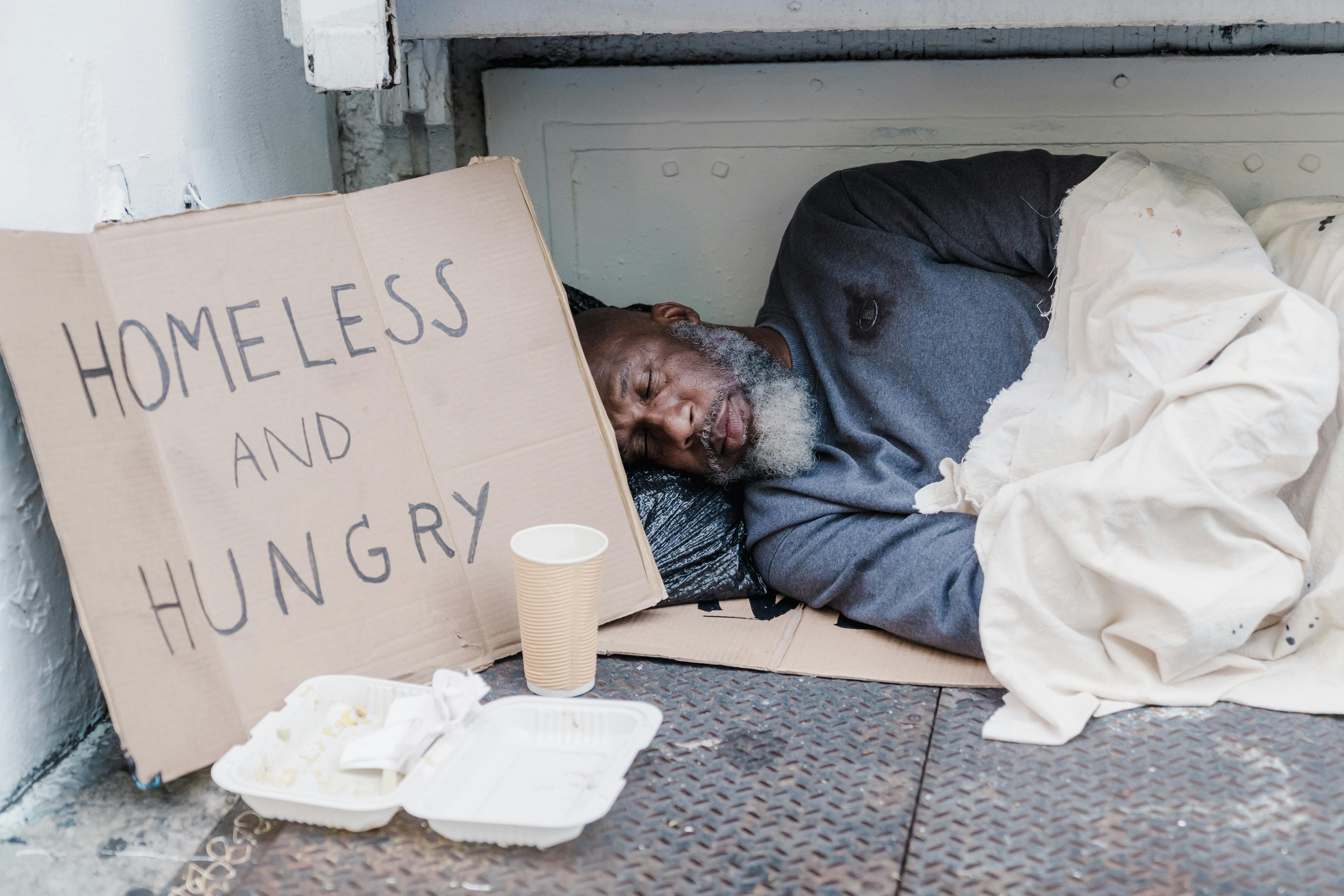 Image of a person sleeping rough on the streets of Leeds